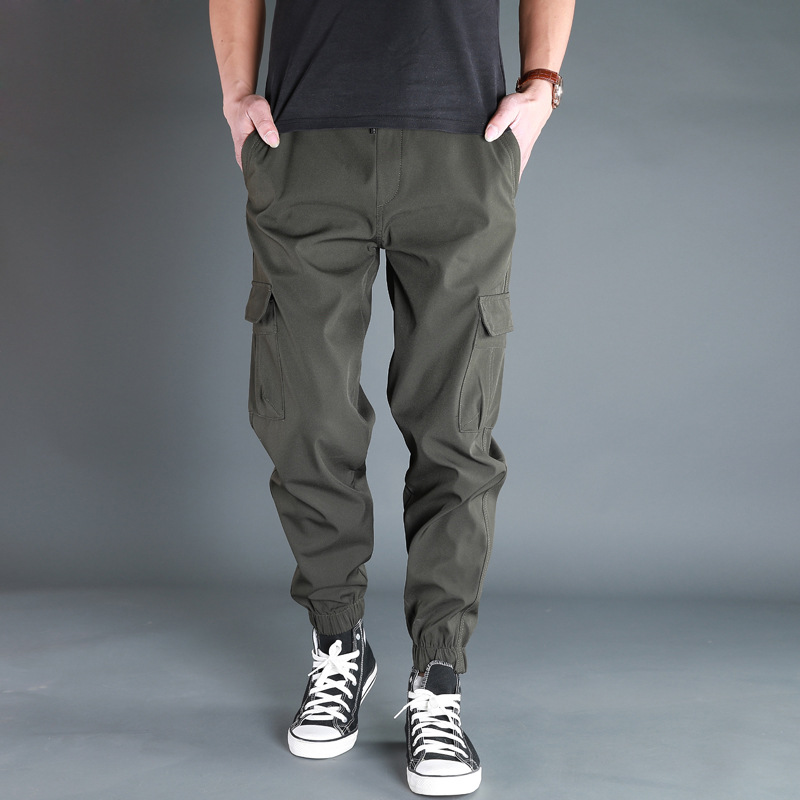 2024 Multi-pocket Overalls Men Spring and Autumn Thick Fashion Small Feet Pants Loose Casual Pants Men's Leg Pants