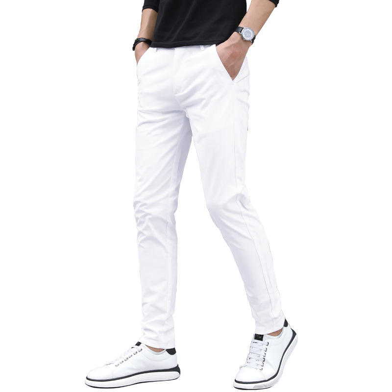 White Pants Men's White Casual Pants Slim Pure White Trousers