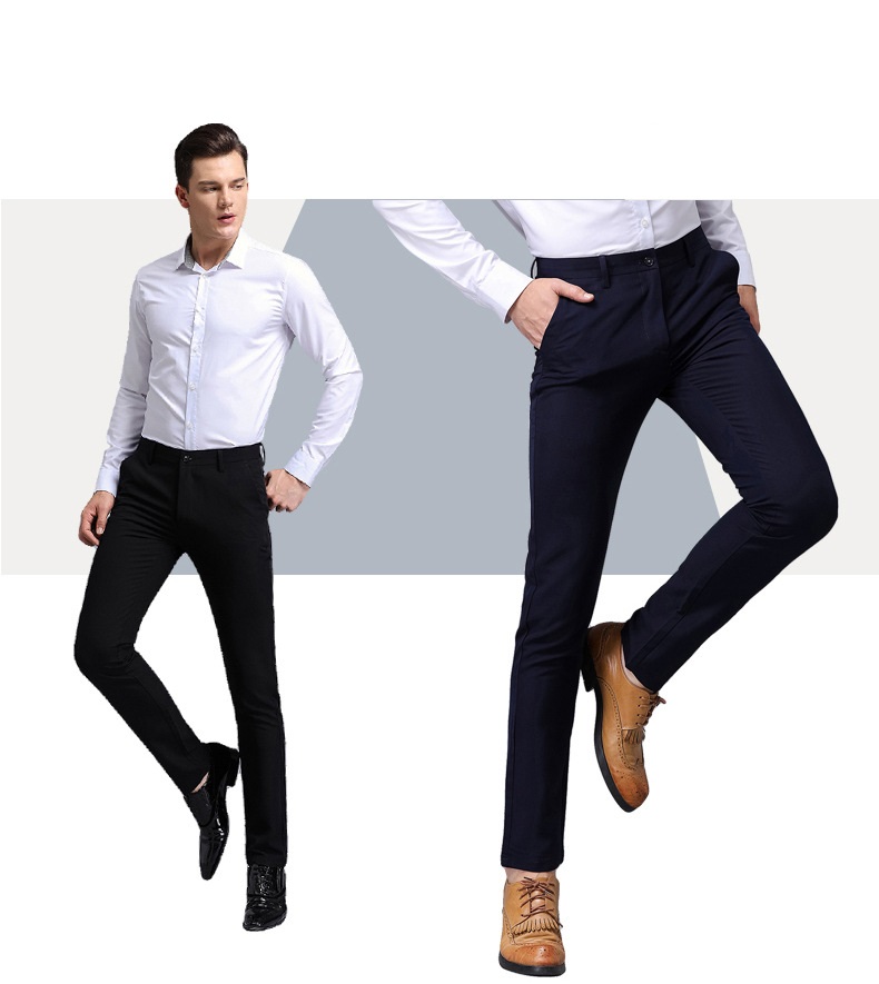 Plus velvet stretch trousers men's trousers Slim business men's dress pants