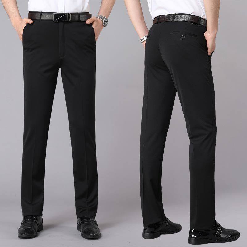 2024 Spring and summer thin business casual pants ice silk elastic suit pants men's style