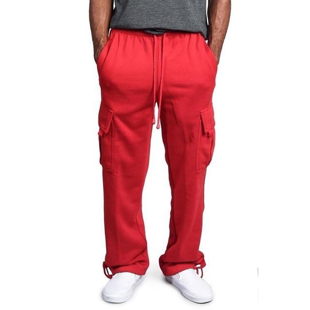 2024 Men's new multi-pocket overalls men's sweatpants casual elastic bunched foot trousers