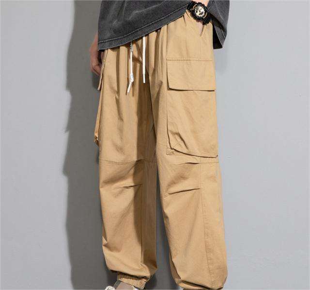 Loose cotton overalls men's summer thin style men's sports casual pants student long pants