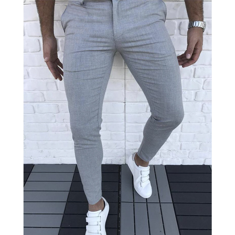 PMT-40 Fashion simple summer men's pencil pants European and American new solid color casual pants