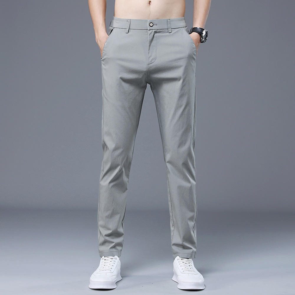 Cotton Blend Casual Pants Men's Summer Thin Section Stretch Slim Straight Pants Men's Trousers