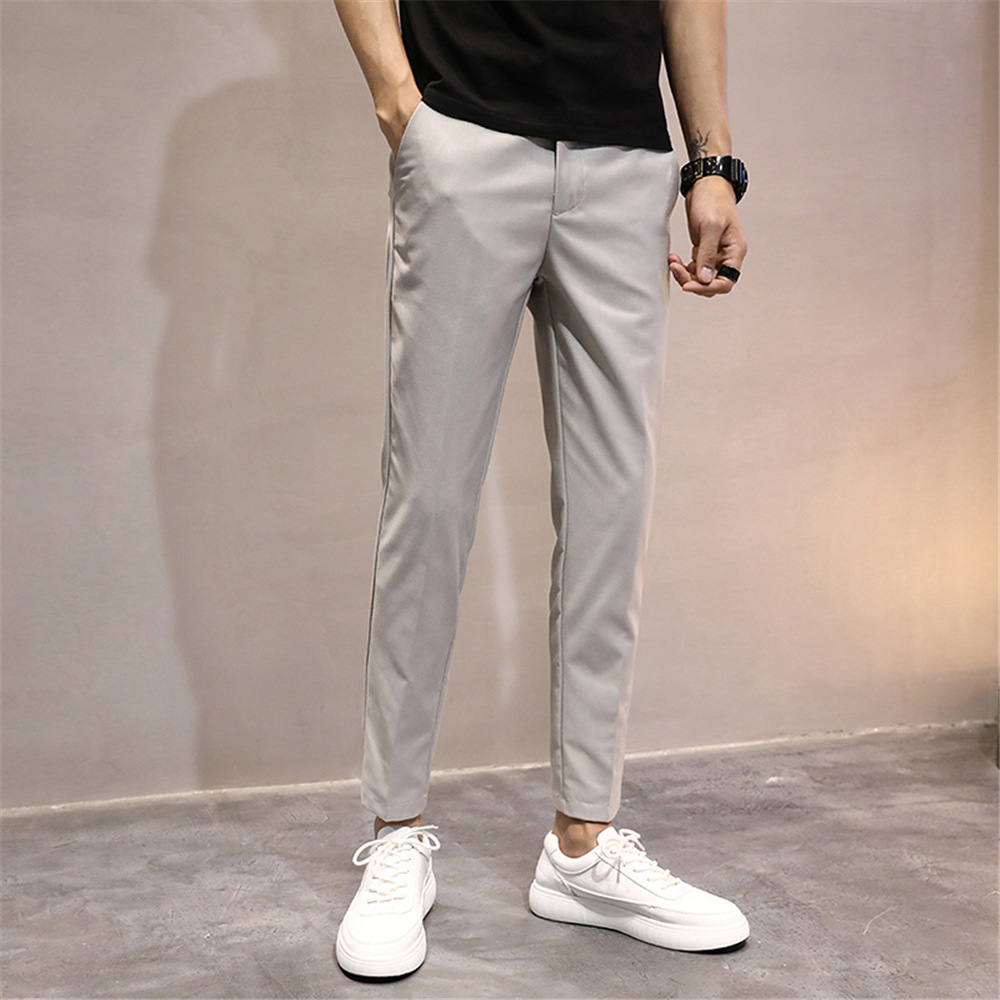 non-iron slim men's ankle length pants foreign trade holiday men's casual pants