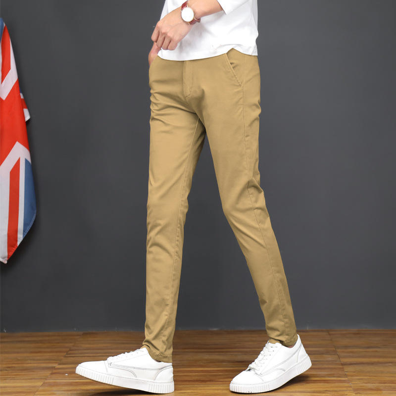 Men's Slim-Fit Washed Stretch White Pant Trousers