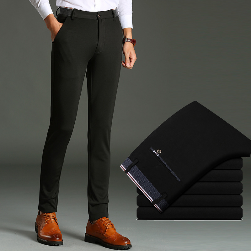 Men's business elastic casual trousers British men's non-iron four-sided stretch trousers