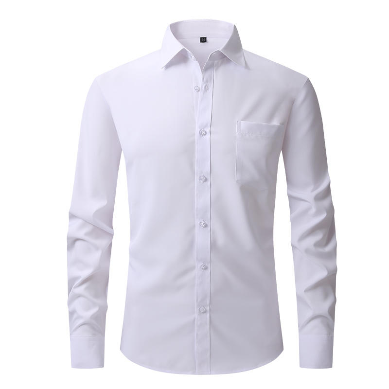 Wholesale 2024 Popular Men's Lightweight Shirt Breathable Elastic Anti-wrinkle Solid Color Business Professional Shirt