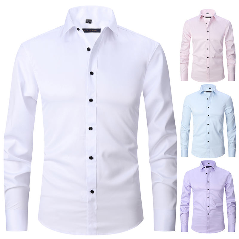 Men Shirt OEM Custom New Design stretch Long Sleeve Formal Casual Shirt for men