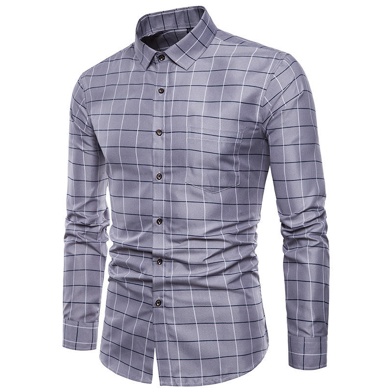 Spring and autumn new plaid long-sleeved shirt British casual business men's shirt