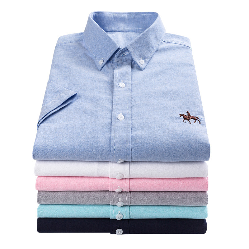 Short sleeve Men's shirts oxford cotton thin casual slim Men's shirts male factory direct sales