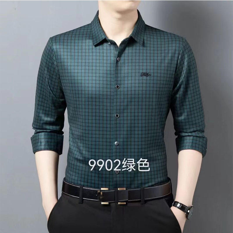 autumn new men's long -sleeved shirt soft woolen shirt