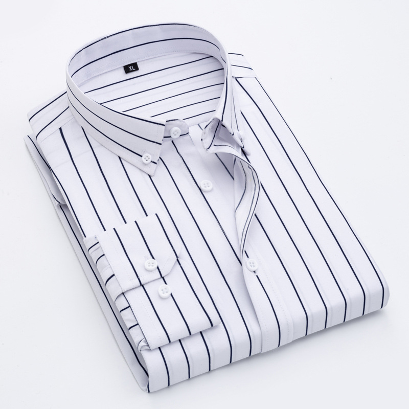 Vertical stripe new striped casual long-sleeved shirt men's four seasons slim long-sleeved shirt