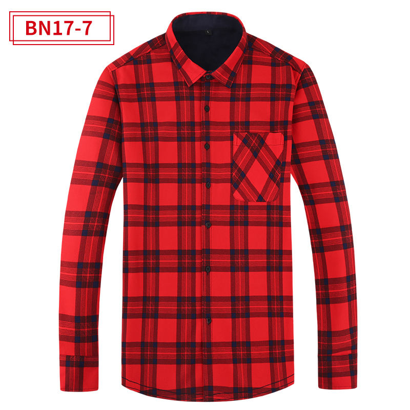 add fleece thick warm shirt men long sleeve warm casual plaid coat