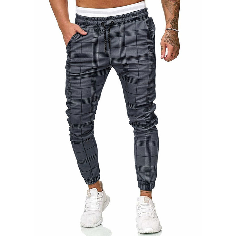 Men's Casual new design Fashion plaid Loose Sweatpants slim Waist Pants Men's Trousers